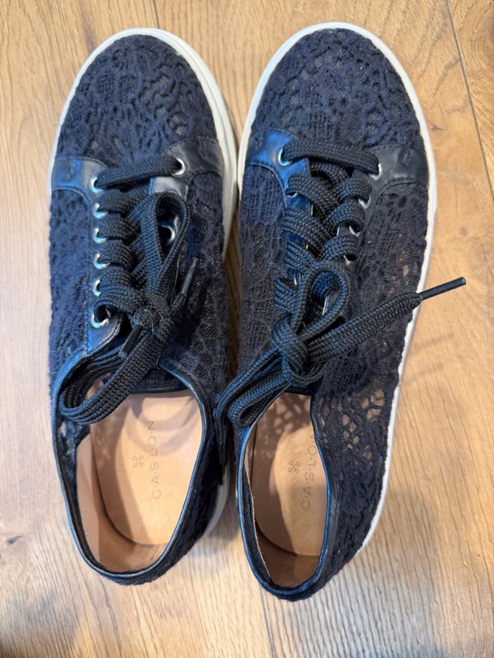 Caslon Black Lace-Up Crochet Sneakers